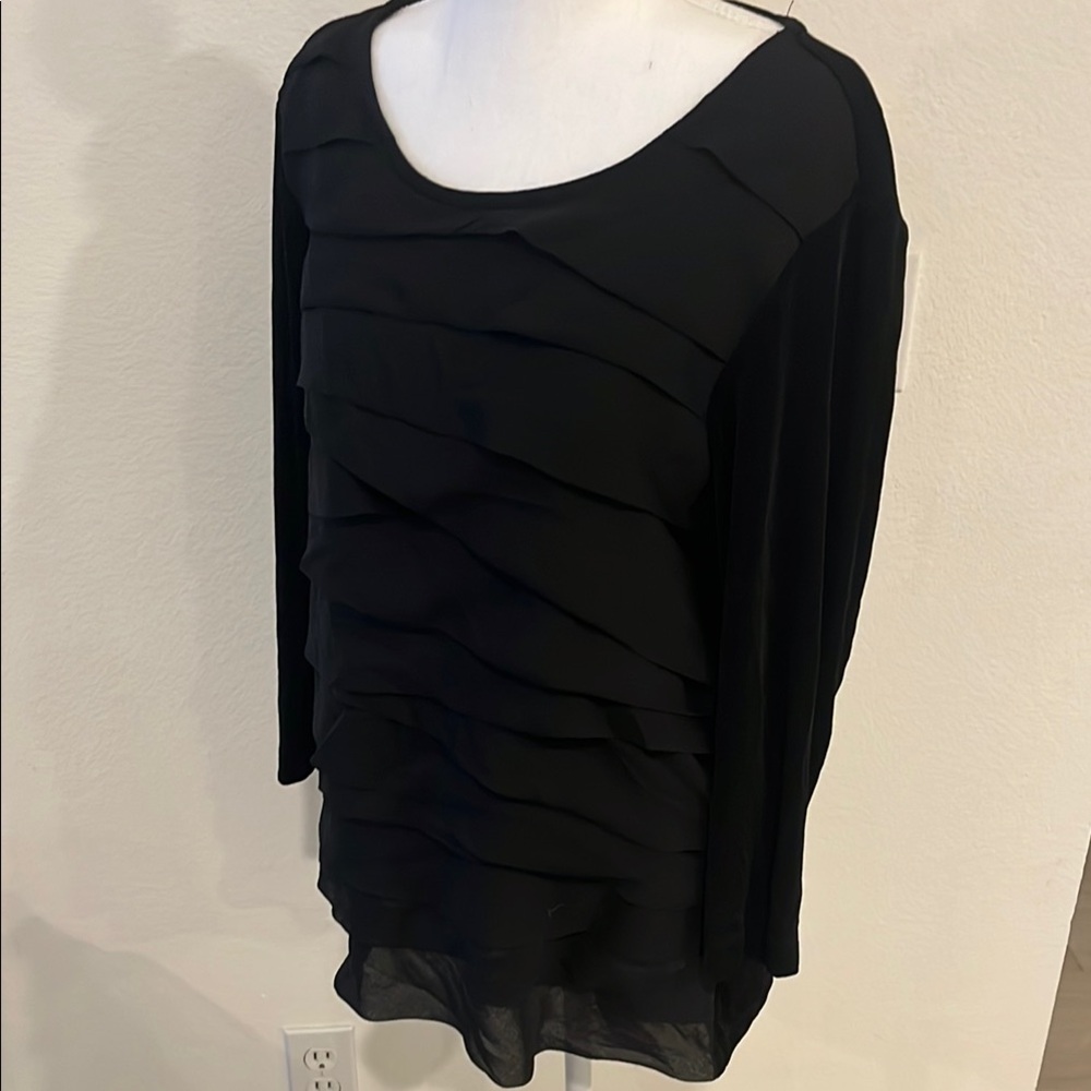 Elegant Black Ruffled Women's Top